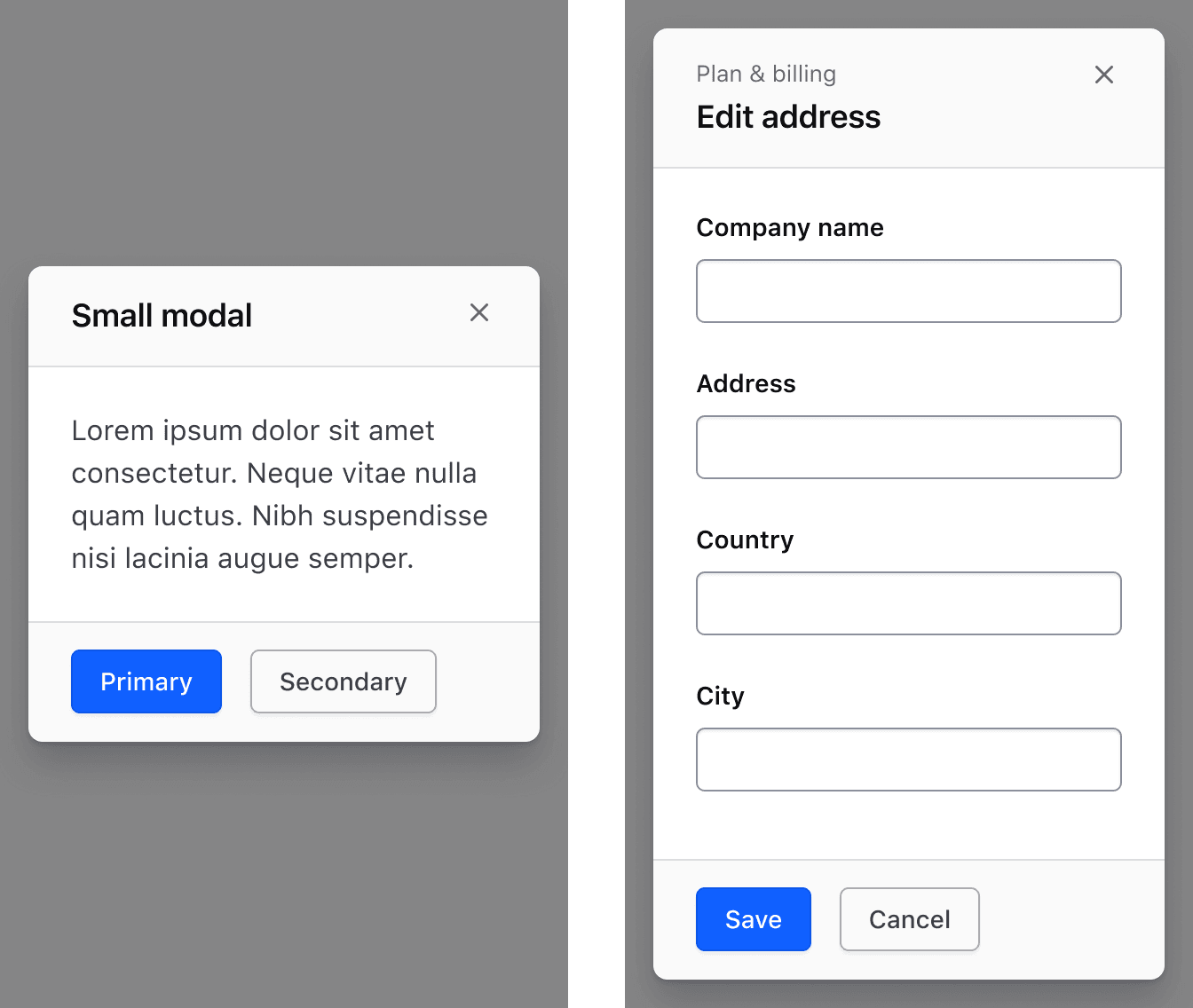 Mobile layout of the Modal